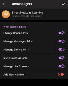 Bots in Telegram permissions