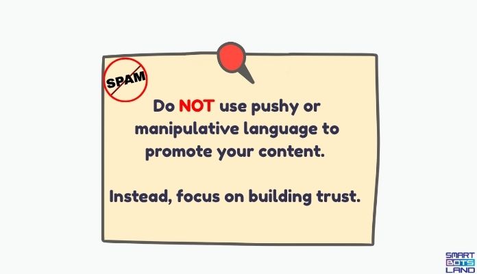 in your Telegram content, do not use pushy words to advertise