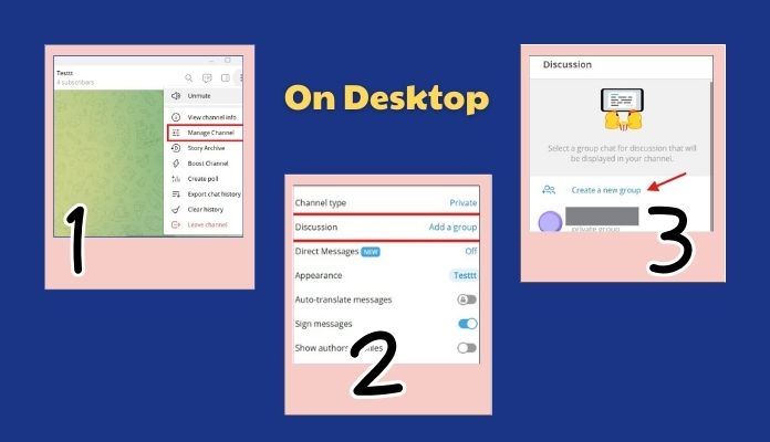 enable comments in Telegram channels on desktop
