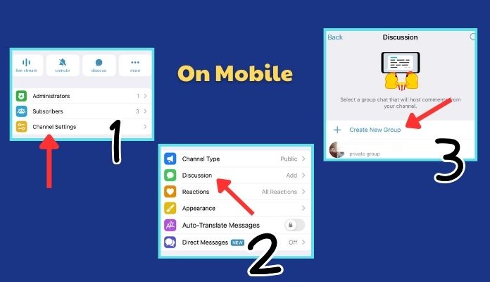 enable comments in Telegram channels on mobile