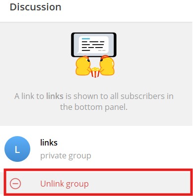 disable discussion on Telegram