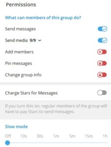 telegram group setting