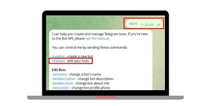 Transfer Telegram bot ownership step 1