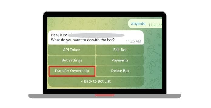 transfer ownership  botfather telegram