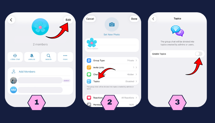 How to “Enable” Topics in a Telegram Group mobile