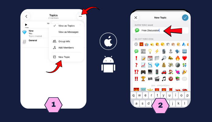 how to create a topic in a telegram group android and iphone