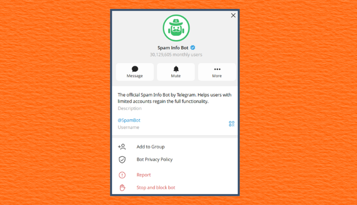 spambot to report spam on telegram
